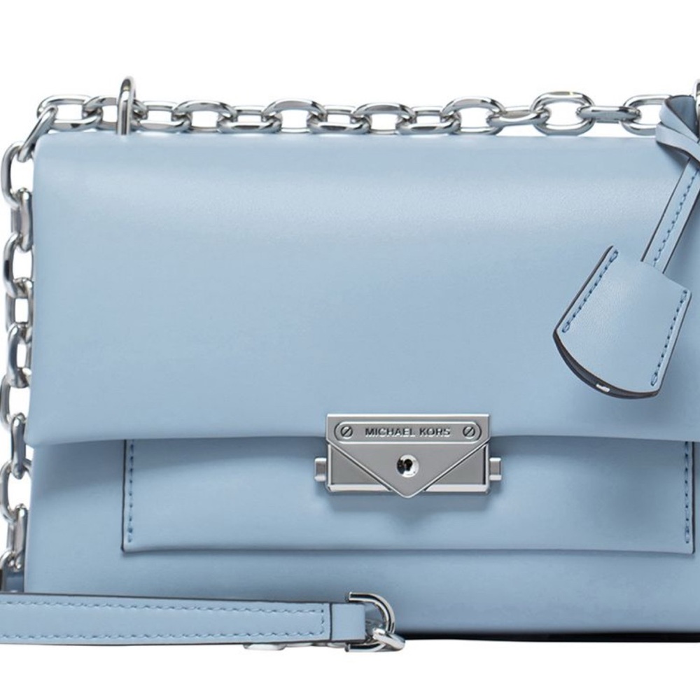 Michael Kors Cece Blue Crossbody Bag with Silver Hardware